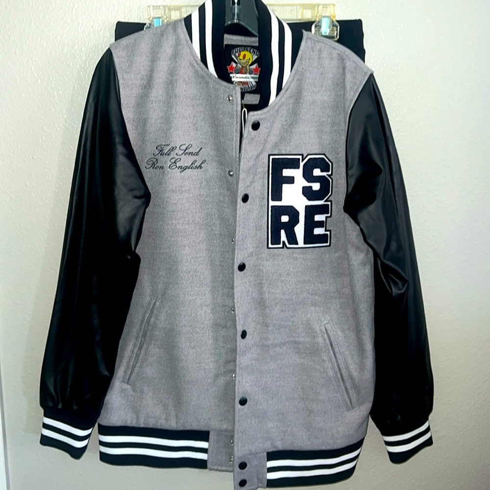 Full Send Ron English jacket vegan leather sleeve